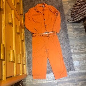 Liz Claiborne Vibrant Orange Jumpsuit with Belt